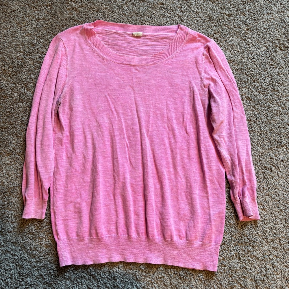 J. Crew Size L Pink 3/4 Sleeve Long Sleeve